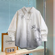 貝伊萌男童襯衫長(cháng)袖2025秋季新款兒童國風(fēng)中大童青少年男孩襯衣潮流上衣 灰色 常規 170