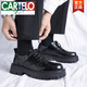 卡帝樂鱷魚（CARTELO）皮鞋男秋季新款馬丁靴英倫商務(wù)正裝大頭厚底增高結(jié)婚新郎休閑鞋男 2135黑色內(nèi)增高(四季款) 42