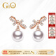 GiO珠寶 珍珠耳釘女Akoya海水蝴蝶結18K金送女友送老婆