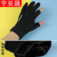 亨亞晟手套男冬季露指加絨保暖開(kāi)車(chē)騎行薄款漏二指釣魚(yú)外賣(mài)防滑半指手套 麂皮絨款露二指黑色