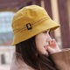 UKCF新品帽女秋季款壓線(xiàn)棉質(zhì)布帽顯臉小韓版時(shí)尚盆帽 黃色 均碼(54-58cm)可調節