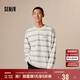 森馬長袖T恤男秋季撞色條紋上衣復(fù)古繡花情侶裝時尚109524101205