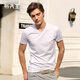 布先生 短袖T恤男 春夏簡(jiǎn)約純色v領(lǐng)短袖休閑清爽夏裝T恤衫上衣AT2010 白色 XL (180)
