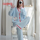 古今（GUJIN）珊瑚絨睡衣女秋冬季加厚加絨開(kāi)衫甜美半邊絨可外穿家居服