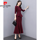 皮爾卡丹（pierre cardin）氣質(zhì)御姐兩連衣裙2025春秋新款時(shí)尚職業(yè)女神范名媛套裝魚(yú)尾裙 酒紅色【兩件裝】 XL 【建議115-125斤】
