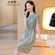 衣典零一（LEDIALYI）真絲連衣裙2024夏季女裝新款杭州高端氣質(zhì)品牌中年桑蠶絲裙子夏天 綠色 3XL