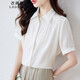 衣典零一（LEDIALYI）2025夏季女裝新款高端輕奢時(shí)尚洋氣真絲襯衫女桑蠶絲短袖襯衣上衣 白色 M （建議90-110斤）