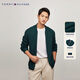 TOMMY HILFIGER【純羊毛】男裝商務(wù)休閑棒球領(lǐng)羊毛衫針織開(kāi)衫外套03258 深綠色MRF S  （推薦：120-135斤）