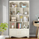 力瑋 書(shū)架書(shū)柜組合落地帶門(mén)簡(jiǎn)易置物架多層儲物柜子 暖白 長(cháng)80*24*180cm