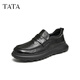 他她（TATA）商務(wù)休閑皮鞋男士一腳蹬真皮懶人鞋爸爸鞋2024冬TFE02DM4 黑色（單里） 42