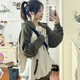 戀的秋季女生衛衣外套春秋款女學(xué)生寬松少女高中生初中生新款秋天衣服 灰色韓版秋冬款 均碼（可備注碼數）