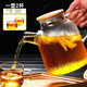 沽咚小茗 大號加厚耐熱玻璃冷水壺涼水壺高硼硅煮茶壺果汁花茶杯過濾泡茶 1600ml竹蓋涼水壺+2杯