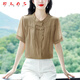 RLAS杭州時(shí)尚襯衫女小衫獨(dú)特女士短袖2025夏新款寬松百搭襯衣上衣女 卡其色 XL 175