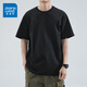 真維斯短袖t恤男秋冬季新款三本針日系260g重磅上衣涼感寬松純棉打底衫 HST1370黑色 2XL （建議145-160斤）