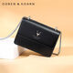 COREN＆KOARN CK女包包新款時(shí)尚潮單肩鏈條斜挎包真皮女包少女簡(jiǎn)約ins百搭單肩包小方包 黑色
