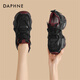 達芙妮（DAPHNE）厚底老爹鞋女2024秋冬季新款加絨運動(dòng)旅游跑步鞋女生休閑鞋 黑紅 37 (235mm) 標準碼