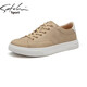 沙馳（SATCHI）男鞋春季新款時(shí)尚潮流平底系帶休閑鞋板鞋帆布鞋男 杏色S4T941002C 41