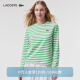 LACOSTE法国鳄鱼女装24年新款设计感条纹休闲长袖T恤|TF9207 IRG/白色/绿色 36/160