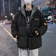 頂峰保羅羽絨棉服棉襖子男士秋冬季款加絨加厚面包服冬裝假兩件棉衣外套男 99黑色 2XL 推薦145-165斤