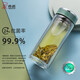 希諾（HEENOOR） 抗菌玻璃杯女士雙層水杯隔熱便攜簡約透明家用帶濾網(wǎng)泡茶花茶杯 綠色 340ml