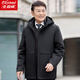 北極絨中老年人羽絨服男裝爸爸冬季加厚短款可脫卸內膽鵝絨服爺爺外套 黑色【可拆卸內膽+拆卸帽】 M