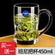 樂美雅家用泡茶玻璃杯透明觀山帶把茶杯耐熱水杯果汁杯扎啤杯 【兩只裝】班尼450ml