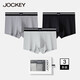 JOCKEY男士?jī)?nèi)褲棉親膚透氣四角褲3條裝無(wú)痕短褲防夾臀吸汗男生平角褲 淺灰+灰色+黑色 L