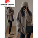 皮爾卡丹（pierre cardin）仿浣熊絨套頭毛衣女秋冬溫柔慵懶風(fēng)寬松中長(cháng)款羊.毛絨打底針織衫 駝色 S