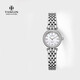天珺（TANGIN）瑞士女士手表 石英鋼帶鑲鉆手表女表 吉賽爾系列 送女友 T1055LWSABA 鋼帶白面