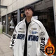 潮陣 加絨加厚棒球服夾克男棉皮衣冬季新款情侶機(jī)車賽車服美式飛行員外套保暖棉衣服 白色 Z27（冬款） XL