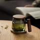 木笙玩物（MUSHENGWANWU）玻璃茶杯茶水分離杯子高檔辦公室過濾喝茶水杯帶把泡茶杯男士 青鈍趣笙2A-有內(nèi)膽有杯墊 300ml