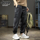 JEEP SPIRIT工裝休閑褲男夏季束腳寬松修身褲子男大碼運動哈倫長褲 9510黑色 XL