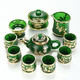 器美優(yōu)品茶具套裝高檔鑲金玉琉璃功夫茶具加厚翡翠綠茶壺蓋碗茶杯禮盒裝 帝王綠-金鑲玉琉璃茶具11入