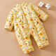 棉谷朵嬰兒手工純棉花哈衣男女寶寶冬季加厚保暖連體棉襖兒童居家爬爬服 黃色蘑菇 80碼（適合10-14個(gè)月）