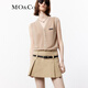 MO&Co.【C+系列】針織衫開(kāi)衫春夏細支綿羊毛織嘜胸牌薄款摩安珂 淺卡其色 S 160