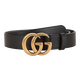 GUCCI 古馳 女士皮革皮帶腰帶雙G 黑色2cm 3cm 4cm 做舊款414516 AP00T 1000-3cm 80cm(適合29-30褲圍）