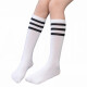 儿童中筒袜女童男童白色条纹袜宝宝足球袜长袜运动袜春夏学生袜子 白底黑条纹（不过膝款） 35cm(4-9岁)