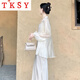 TKSY感天絲防曬襯衫女外套夏吊帶裙外搭薄款開衫襯衣寬松天絲上衣 杏色襯衫 M