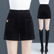 魅力棠燈芯絨短褲女春秋2024新款高腰松緊腰褲子外穿潮秋冬加厚直筒靴褲 黑色 XL/29(115-125斤)
