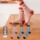 爾晏襪子女冬加厚襪女加絨加厚提花圖案中筒襪子女雪地襪 松鼠B款輕柔襪橘紅/焦糖/黑色 3雙 均碼