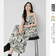 對白X凱伊萊文聯(lián)名浪漫碎花吊帶連衣裙女2026夏裝新款高級感裙子 黑白花 XL