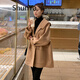 shunya潮牌 小個(gè)子雙面羊毛絨大衣女秋冬新款寬松顯瘦斗篷高端毛呢外套 駝色（高端手工不起球） S(85-125)斤
