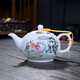 九樓閣景德鎮(zhèn)青花高白釉中彩陶瓷小茶壺 功夫茶具單壺 手抓壺小號帶過濾 童趣 320ml 泡沫包裝