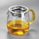福容公道杯 玻璃帶茶漏過(guò)濾網(wǎng)套裝茶具配件茶海分茶器加厚功夫茶杯 圓韻一體公道杯（黃色）350ml