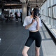 Quinientos運(yùn)動(dòng)短褲女夏跑步蜜桃提臀緊身大碼速干防走光健身瑜伽訓(xùn)練五分褲 黑色 S