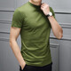 奧德里奇（Aodeliqi）短袖T恤男士夏季絲光棉涼感透氣純色打底衫半袖小高領(lǐng)修身t恤上衣 草綠色 XL