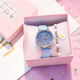 流沙星空手表女ins風(fēng)櫻花粉小清新學(xué)生韓版簡(jiǎn)約輕奢小眾女生閨蜜 藍色 手表+電池