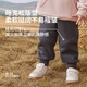 Q21兒童太陽(yáng)絨衛(wèi)褲男女童寶寶加絨加厚保暖長(zhǎng)褲子休閑百搭秋季新 曜石黑 140 cm