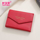 絲芙倫2026新款韓版超薄真皮小錢(qián)包女短款錢(qián)夾休閑軟皮卡包駕駛證包皮夾 玫紅色