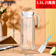 樂(lè )美雅涼白開(kāi)冷水壺玻璃水壺家用大容量冷水壺茶壺檸檬果汁扎壺 透明八角壺+刷子